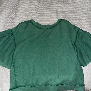 Green Short Sleeve Knit Boutique Top